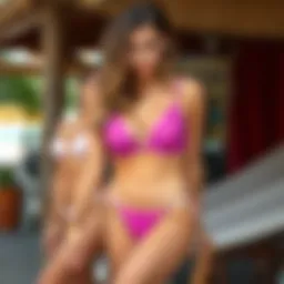 Trendy thong bikini styles on display
