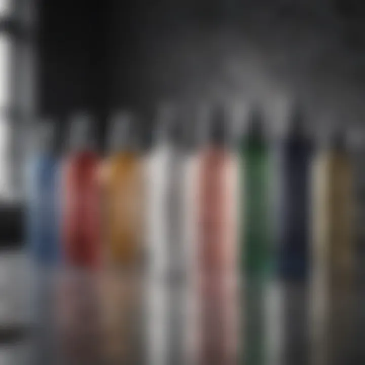A selection of barber mist spray bottles showcasing different styles and designs