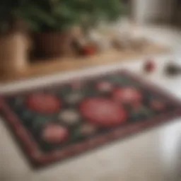 Festive kitchen mat featuring classic Christmas motifs