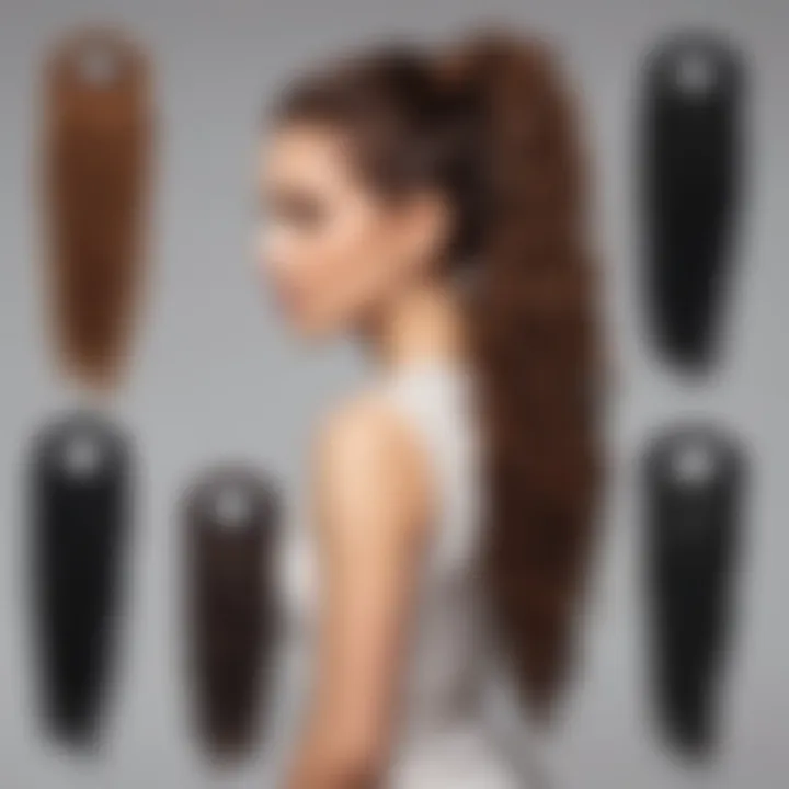 Different types of drawstring ponytails for curly hair displayed