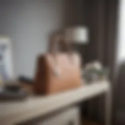 Elegant handbag display on a chic bedroom shelf