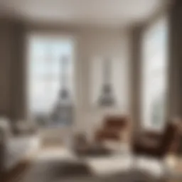 Elegant Eiffel Tower wall art in a minimalist living room