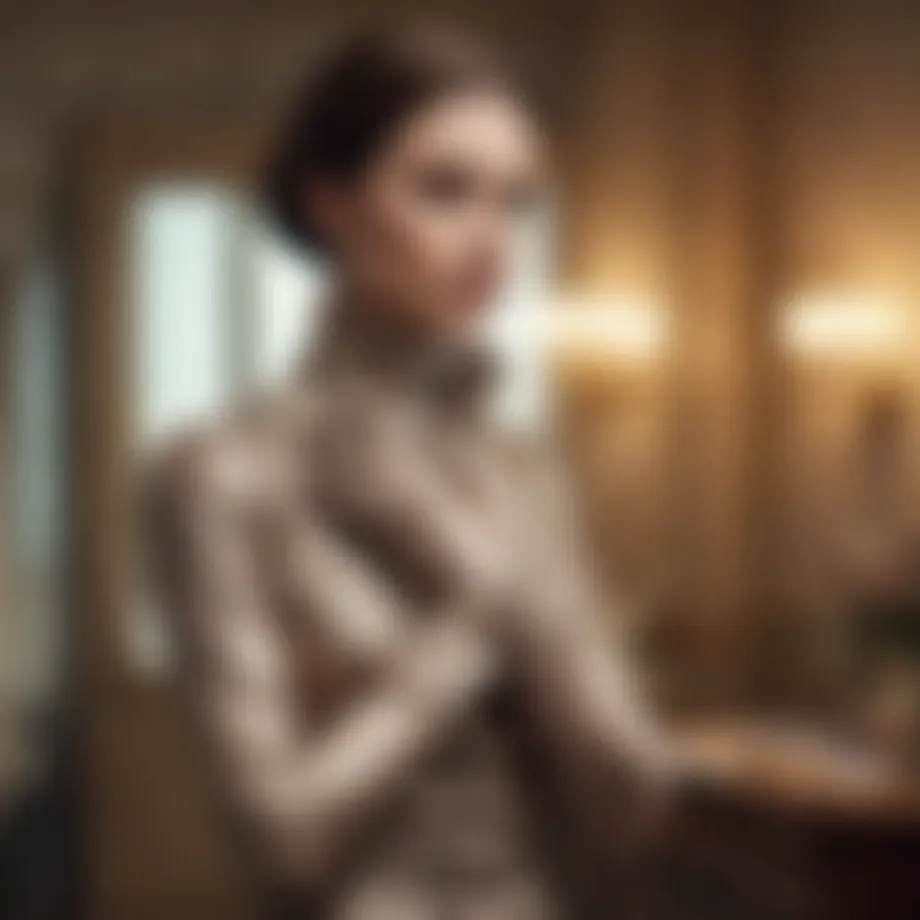 Elegant long gloves displayed on a vintage mannequin