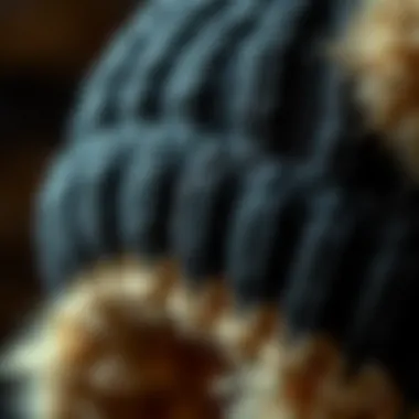 A close-up of the texture and fabric of a bear ear beanie