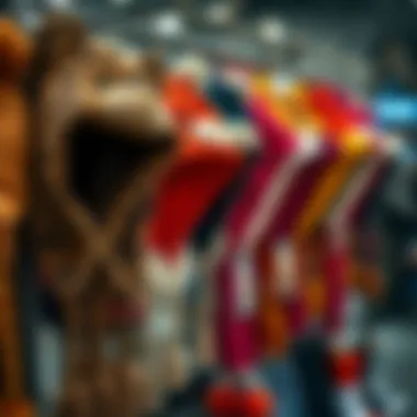 A colorful array of bear ear beanies hanging on a display rack