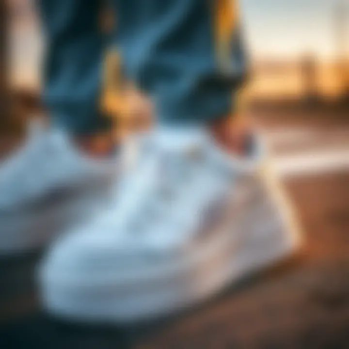 Close-up of the material and design details of Skechers