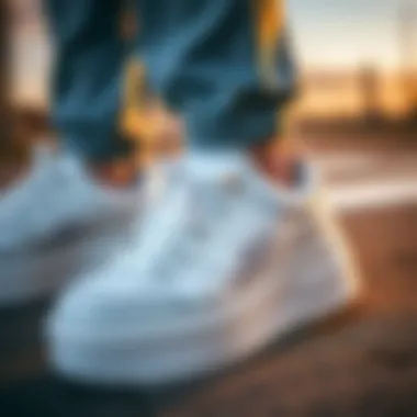 Material Quality and Design Elements Close-up of the material and design details of Skechers