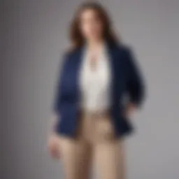 Elegant plus size work casual outfit featuring a blazer and trousers