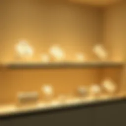 Elegant display of jewelry on a minimalist shelf