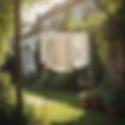 Elegant standalone clothesline in a sunny garden setting