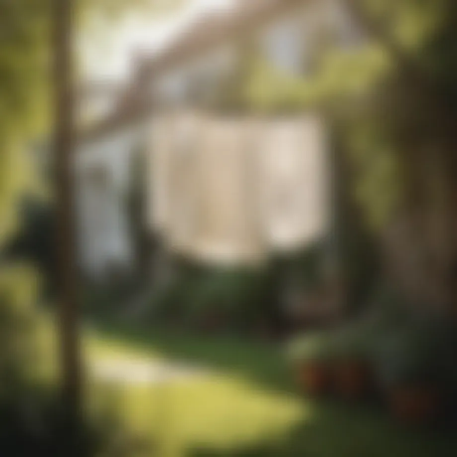 Elegant standalone clothesline in a sunny garden setting