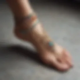 Elegant wrapped anklet showcasing intricate designs and vibrant colors